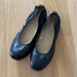 BOTKIER Black Leather Ballet Flats with Studded Trim